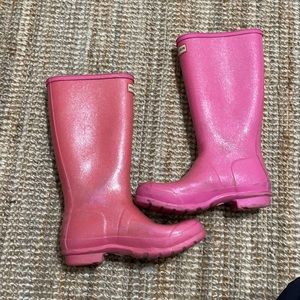 Girls Pink Glitter Hunter Boots